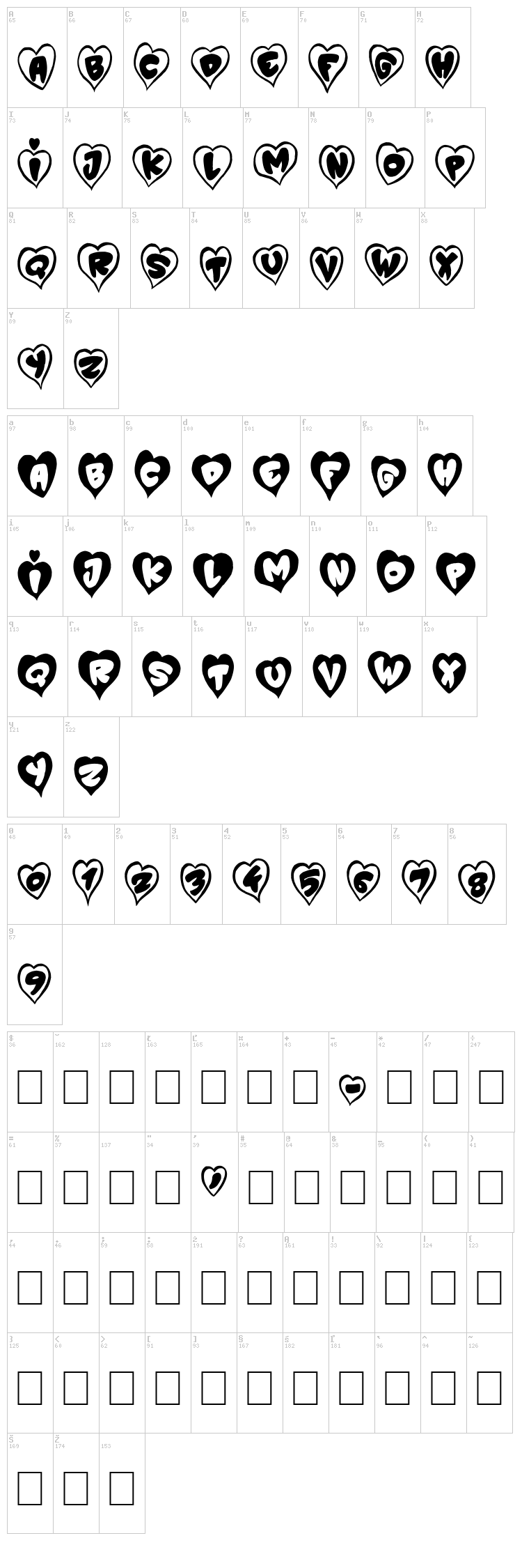 P'tit Coeur d'Amour font map